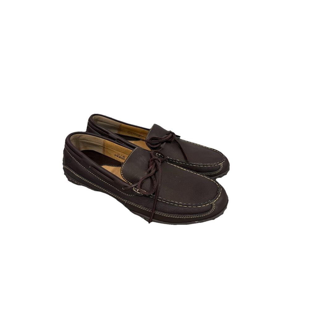 Born Brown Leather Lace Up Driving Loafers Minimalist Comfort Men’s Size 12/46